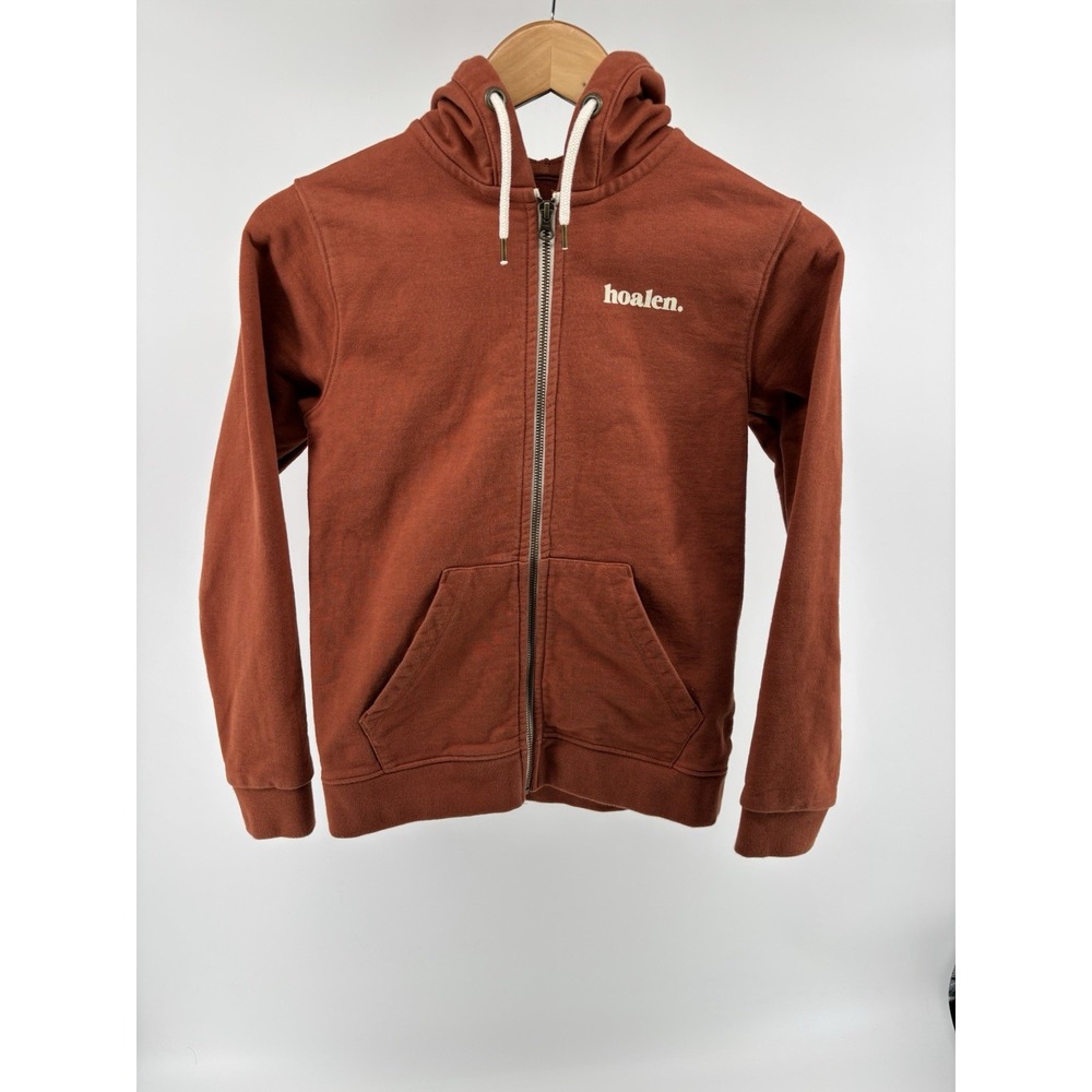Hoalen Kids Orange Full Zip Hoodie Sz 12 100% Organic Cotton Heavy Cottagecore